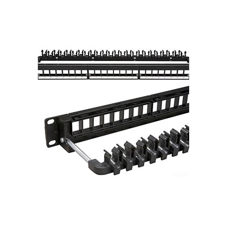 Allen Tel Cat 6a 10Gb Patch Panel, 24-Port, w/ Wire Management AT10GPNL-U24